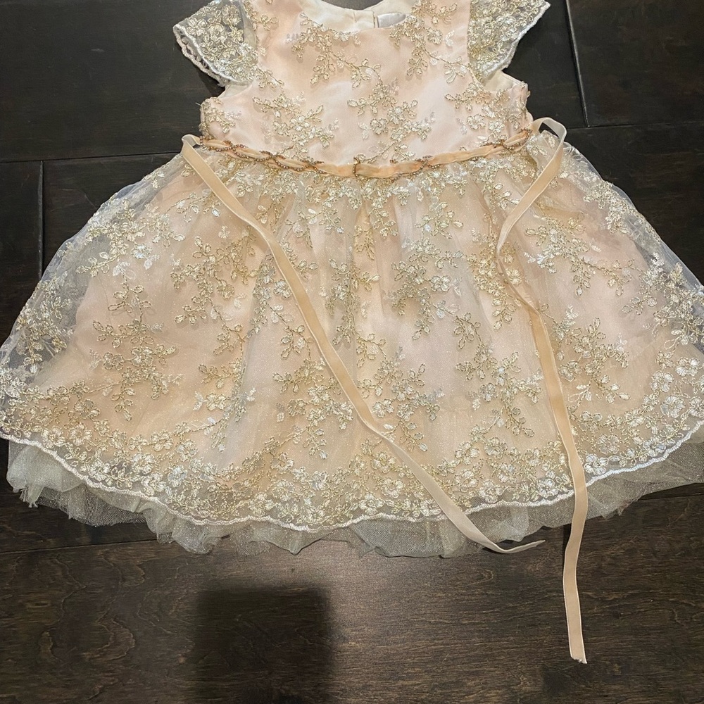 Rare Editions Cream Sequin Tiered Sundress